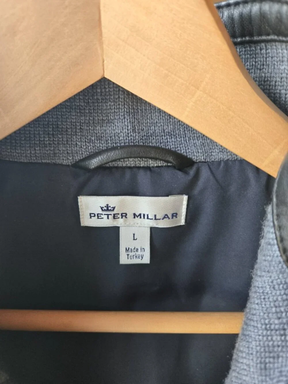 Peter Millar Leather Bomber Jacket Black Size L